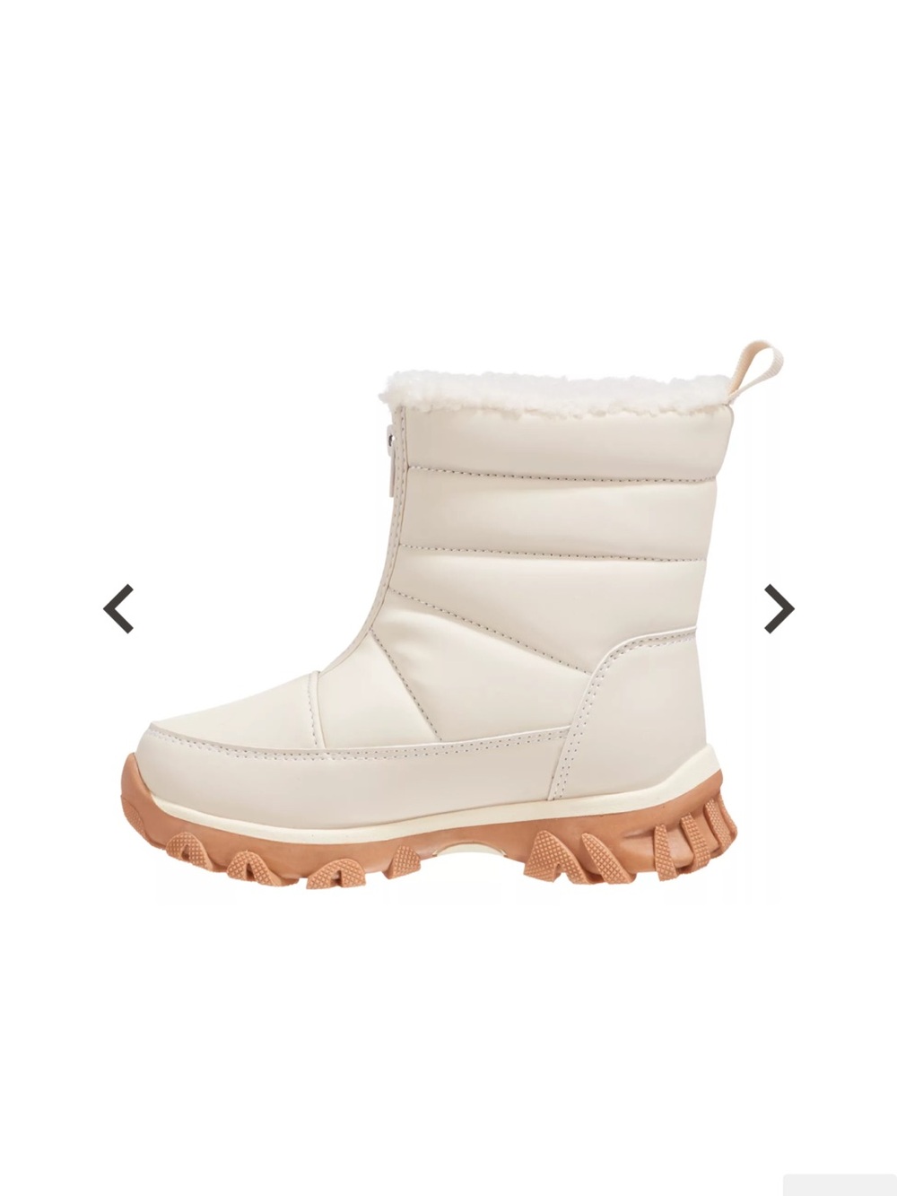 DSG Cream Kids Puffer Snow Boot with Tan Rubber Sole, EUC, size 4